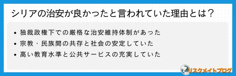 シリアの治安が良かったと言われる理由